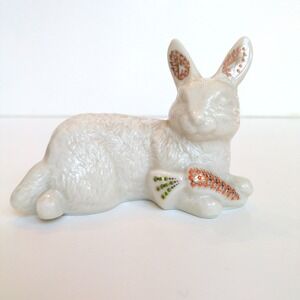 Vtg Lenox China Jewels Bunny Rabbit Figurine White Gold Carrot 1996